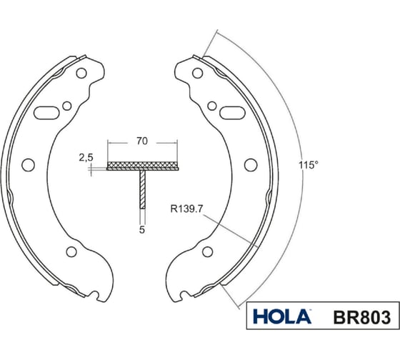 Колодка тормозная задняя 4 шт. для ГАЗ 3302, 2217, NEXT HOLA BR803