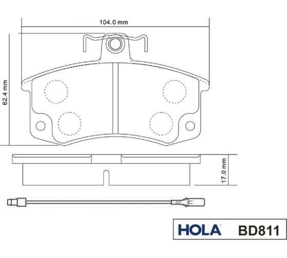 Колодка тормозная передняя 4 шт. для ВАЗ 2110-12 HOLA BD811
