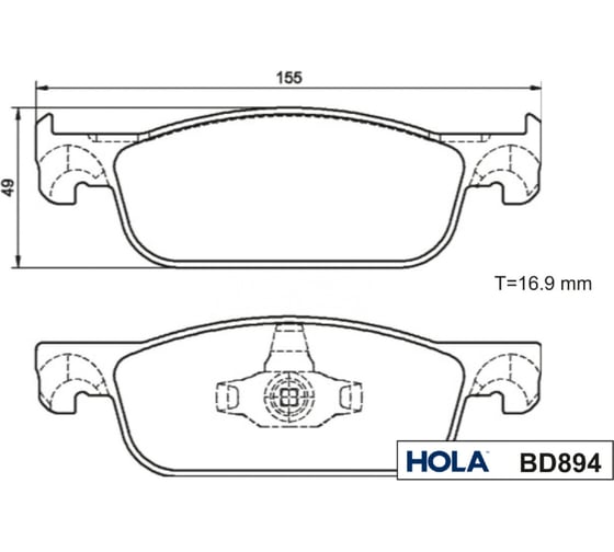 Колодка тормозная передняя (4 шт.; 155 мм) для ВАЗ X-RAY, Reno Logan II 16 кл. HOLA BD894