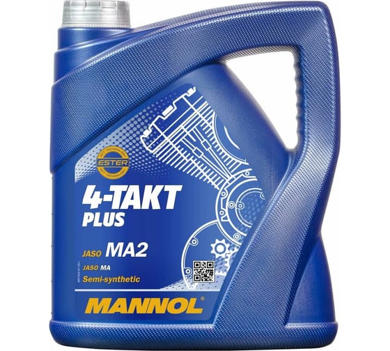 Масло моторное полусинтетическое 4-TAKT PLUS 10W40 4 л для мотоциклов 10W-40 MANNOL 1425