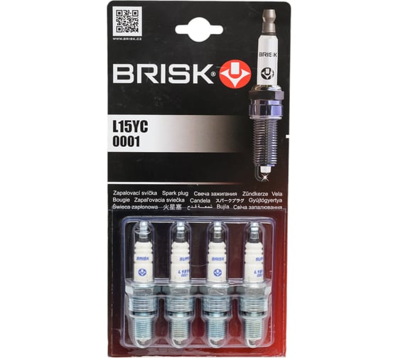Свеча зажигания SUPER 0001 для ВАЗ-2101-2110/2121/карб., 4 шт., блистер BRISK L15YC-J 1