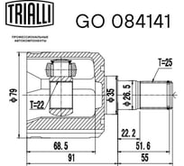 ШРУС внутренний для автомобилей Accent /Lantra MT TRIALLI GO 084141
