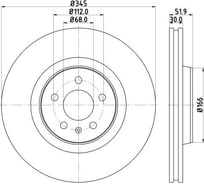 Диск тормозной для автомобилей Audi A4 / A5 / A6 / A7 / Q5 передний d=345 TRIALLI DF 180136