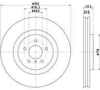 Диск тормозной передний для автомобилей Infinity FX / G / Q50/Q70/QX70 d=355 TRIALLI DF 140220