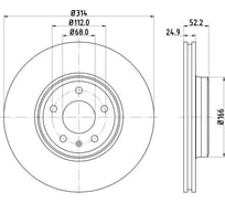 Диск тормозной для автомобилей Audi A4 / A5 передний d=314 TRIALLI DF 180138