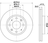 Диск тормозной для автомобилей Kia Cerato / Spectra передний d=275 TRIALLI DF 073309