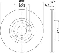 Диск тормозной для автомобилей Peugeot 308 / 208 / Citroen C4 / DS4/DS5 передний d=302 TRIALLI DF 190502
