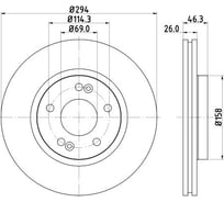 Диск тормозной для автомобилей Hyundai Santa Fe передний d=294 TRIALLI DF 084507