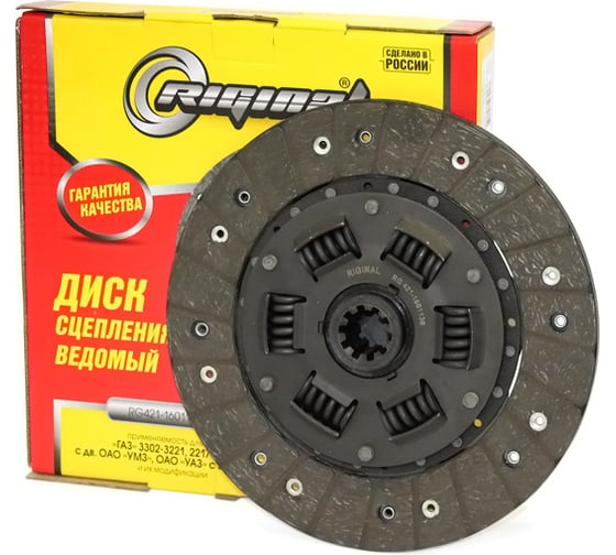Диск сцепления для а/м ГАЗ-3302 дв. 4215, УАЗ-452, 469 дв. 4218, 4213 (5-ст. КПП, тонкий первич. вал) Riginal RG421-1601130 1