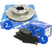 Диски тормозные с колодками передние комплект для а/м Hyundai Accent 1.3-1.6 94-> Riginal RGDF4496KIT