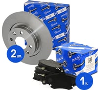 Диски тормозные с колодками передние комплект для а/м Renault Logan/Sandero/Twingo 1.4/1.6 04-> Riginal RGDF4381KIT