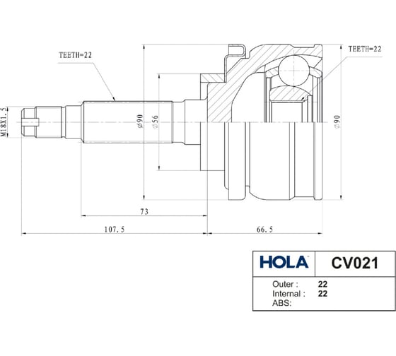 Шрус наружный для ВАЗ 2121 HOLA CV10-021 CV021