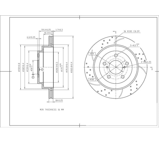 Диск тормозной задний левый перфорированный BR1804S Avantech 162425