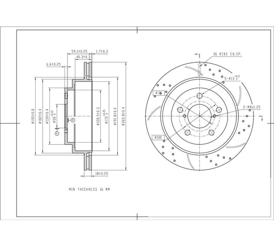 Диск тормозной задний правый перфорированный BR1803S Avantech 162424