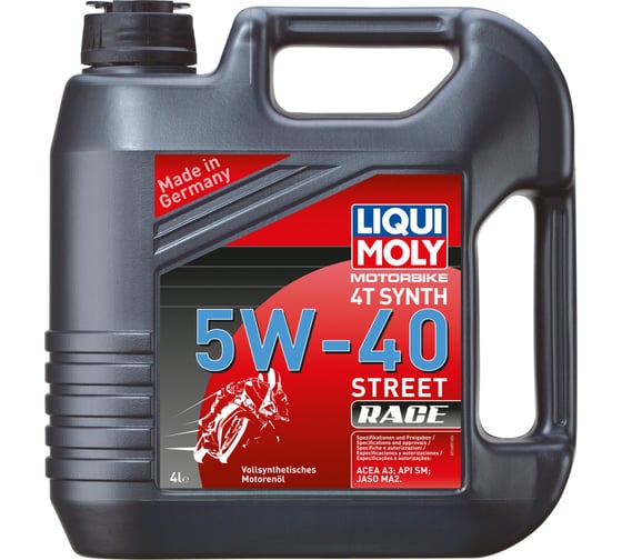 Cинтетическое моторное масло для 4-тактных мотоциклов 4л 5W-40 LIQUI MOLY Motorbike 4T Synth Street Race 8070 1