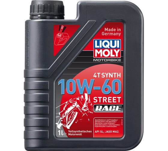 Синтетическое моторное масло для 4-тактных мотоциклов 1л 10W-60 LIQUI MOLY Motorbike 4T Synth Street Race 1525 1