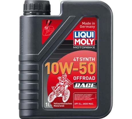 Синтетическое моторное масло для 4-тактных мотоциклов 1л 10W-50 LIQUI MOLY Motorbike 4T Synth Offroad Race 3051