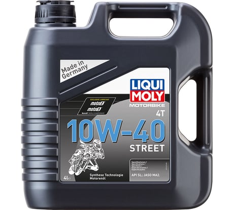 НС-синтетическое моторное масло для 4-тактных мотоциклов LIQUI MOLY Motorbike 4T 10W-40 Street 4л 7512