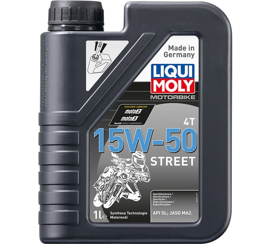 НС-синтетическое моторное масло для 4-тактных мотоциклов LIQUI MOLY Motorbike 4T 15W-50 Street 1л 2555 1