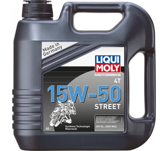 НС-синтетическое моторное масло для 4-тактных мотоциклов LIQUI MOLY Motorbike 4T 15W-50 Street 4л 1689