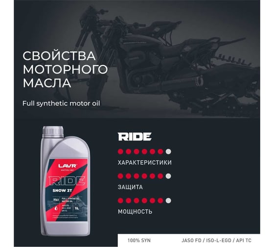 Моторное масло MOTO RIDE SNOW 2Т FD, LAVR 1 л Ln7761