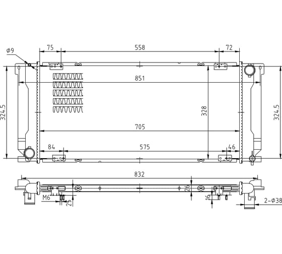 Радиатор охлаждения для а/м Газель Некст дв. Cummins паяный A21R22-1301010 ТМ WONDERFUL 905924 1
