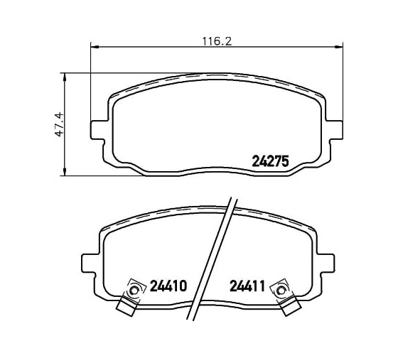 Колодки тормозные NAO передняя ось Hella 8DB 355 028-351