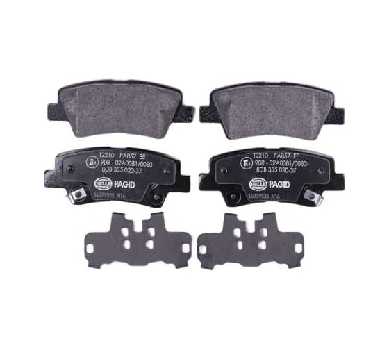 Колодки дисковые органические (NAO), задняя ось, KIA Optima 2010> Hella 8DB 355 036-541