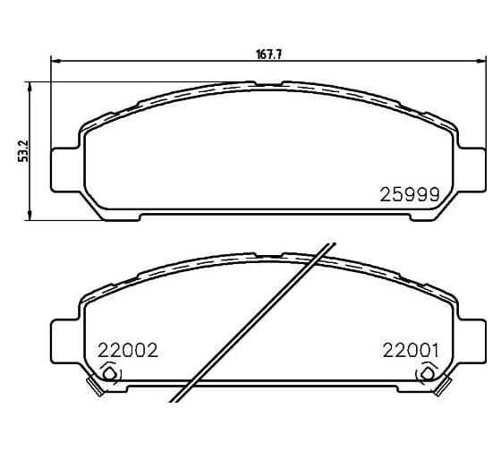 Колодки дисковые органические (NAO), передняя ось, Toyota Venza 2008-2016 Hella 8DB 355 036-941