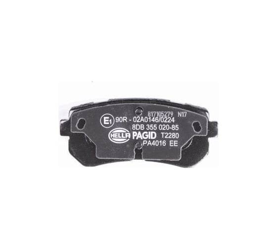 Колодки дисковые органические (NAO), задняя ось, Hyundai Creta 2016>, Sonata VII 2014> Hella 8DB 355 037-541