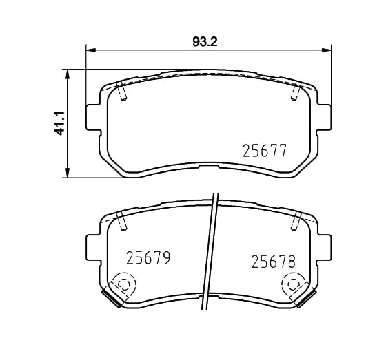 Колодки дисковые органические (NAO), задняя ось, Hyundai Creta 2016>, Sonata VII 2014> Hella 8DB 355 037-541
