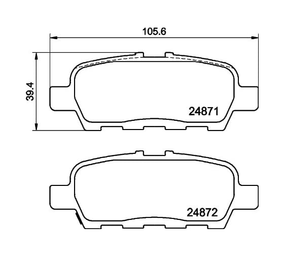 Колодки тормозные NAO задняя ось Hella 8DB 355 029-691