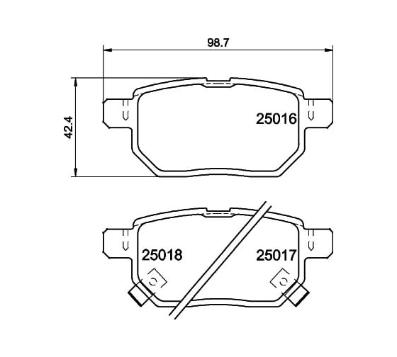 Колодки дисковые органические (NAO), задняя ось, Corolla E150, E180 2006-2019 Hella 8DB 355 036-871