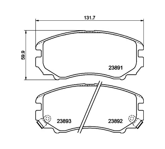 Колодки дисковые органические (NAO), передняя ось, Kia Sportage 2004> Hella 8DB 355 037-401