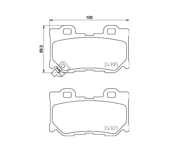 Колодки дисковые органические (NAO), задняя ось, Infinity FX 2008>, Q50,Q60,Q80 2013> Hella 8DB 355 036-721
