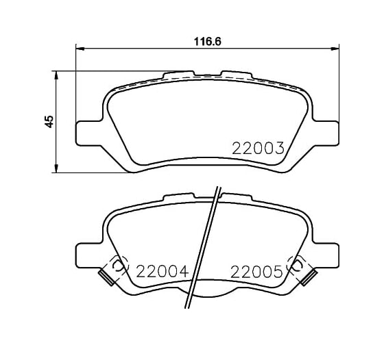 Колодки дисковые органические (NAO), задняя ось, Toyota Venza 2008-2016 Hella 8DB 355 036-951