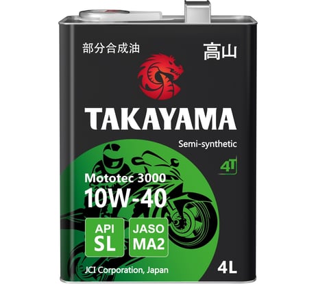 Масло моторное для четырехтактных двигателей MOTOTEC 3000 4T SAE 10W-40 API SL JASO MA-2 4 л TAKAYAMA 605579