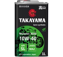 Масло моторное для четырехтактных двигателей MOTOTEC 3000 4T SAE 10W-40 API SL JASO MA-2 1 л TAKAYAMA 605571