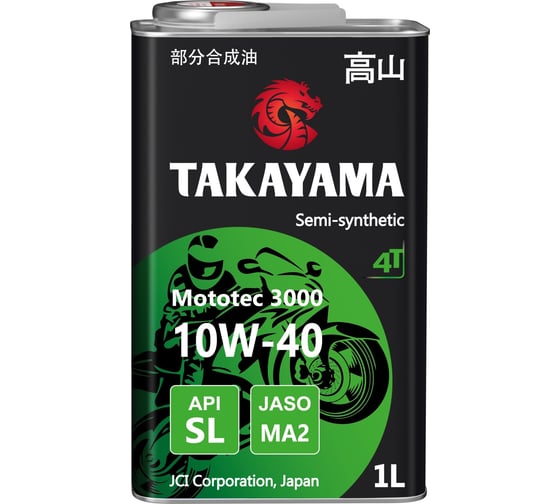 Масло моторное для четырехтактных двигателей MOTOTEC 3000 4T SAE 10W-40 API SL JASO MA-2 1 л TAKAYAMA 605571 1