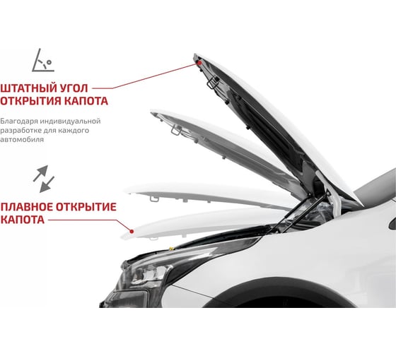Упоры капота АвтоУпор Chery Tiggo 4 18-23/4 Pro 22-/Kaiyi X3 23-/X3 Pro 23-, UCRTI4011