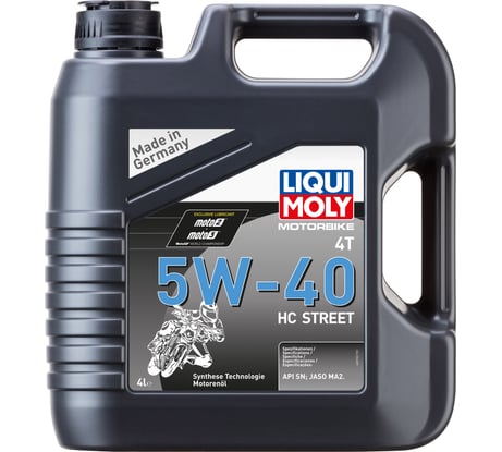 НС-синтетическое моторное масло для 4-тактных мотоциклов 4л LIQUI MOLY Motorbike 4T HC Street 5W-40 SN MA2 20751