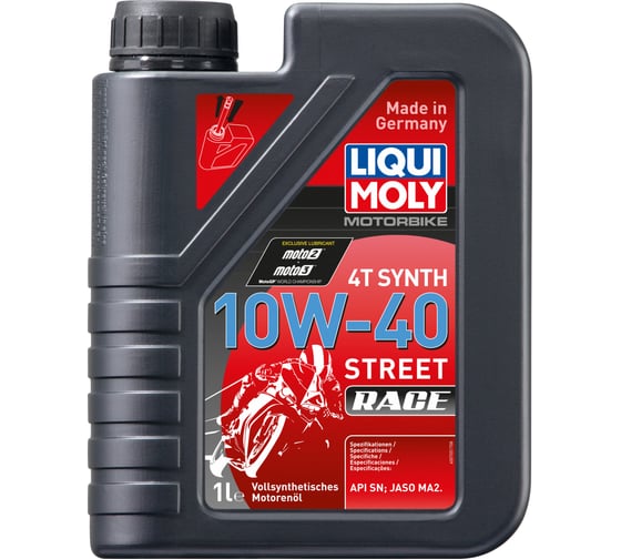 Синтетическое моторное масло для 4-тактных мотоциклов 1л LIQUI MOLY Motorbike 4T Synth Street Race 10W-40 SN MA2 20753 1