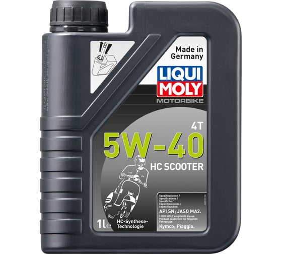 НС-синтетическое моторное масло 1л LIQUI MOLY Motorbike 4T HC Scooter 5W-40 SN MA2 20829 1