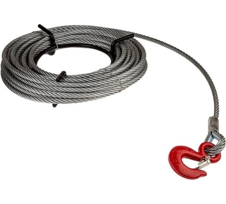 Трос стальной канат для лебедки РА 250/500 диаметр 4.1 мм, длина 20 м, с крюком OCALIFT tros4nk20m