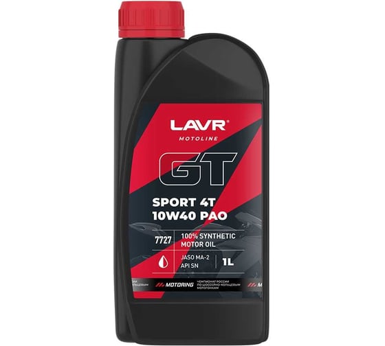 Моторное масло для мотоциклов GT SPORT 4T 10W-40, 1 л LAVR Ln7727