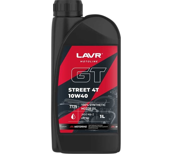 Моторное масло для мотоциклов GT STREET 4T 10W-40, 1 л LAVR Ln7725 1