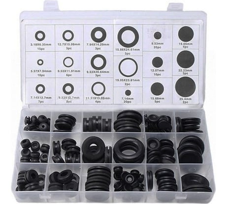 Заглушки, кольца уплотнительные резиновые для прокладки проводов 125 предметов Forsage F-784