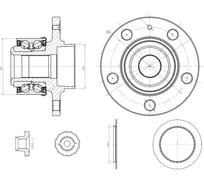 Ступица передняя в сборе с подшипником с монтажным комплектом для автомобиля vw polo sedan (rus) (10-)/(20-)/skoda rapid (12-)/skoda fabia TRIALLI MR 1844