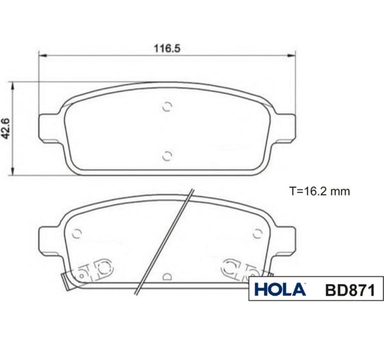 Колодка тормозная задняя для а/м Chevrolet Aveo T300, Cruze HOLA BD871