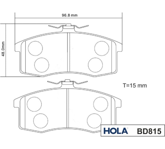 Колодка тормозная передняя для а/м ВАЗ 1111, к-кт 4 шт HOLA BD815